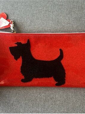NWT Julie Mollo Red Suede Scottie Dog Wristlet Clutch